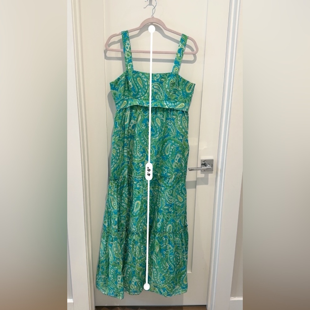 Lauren Ralph Lauren Green & Blue Paisley Tiered Long Dress size 10 floral - Picture 8 of 9
